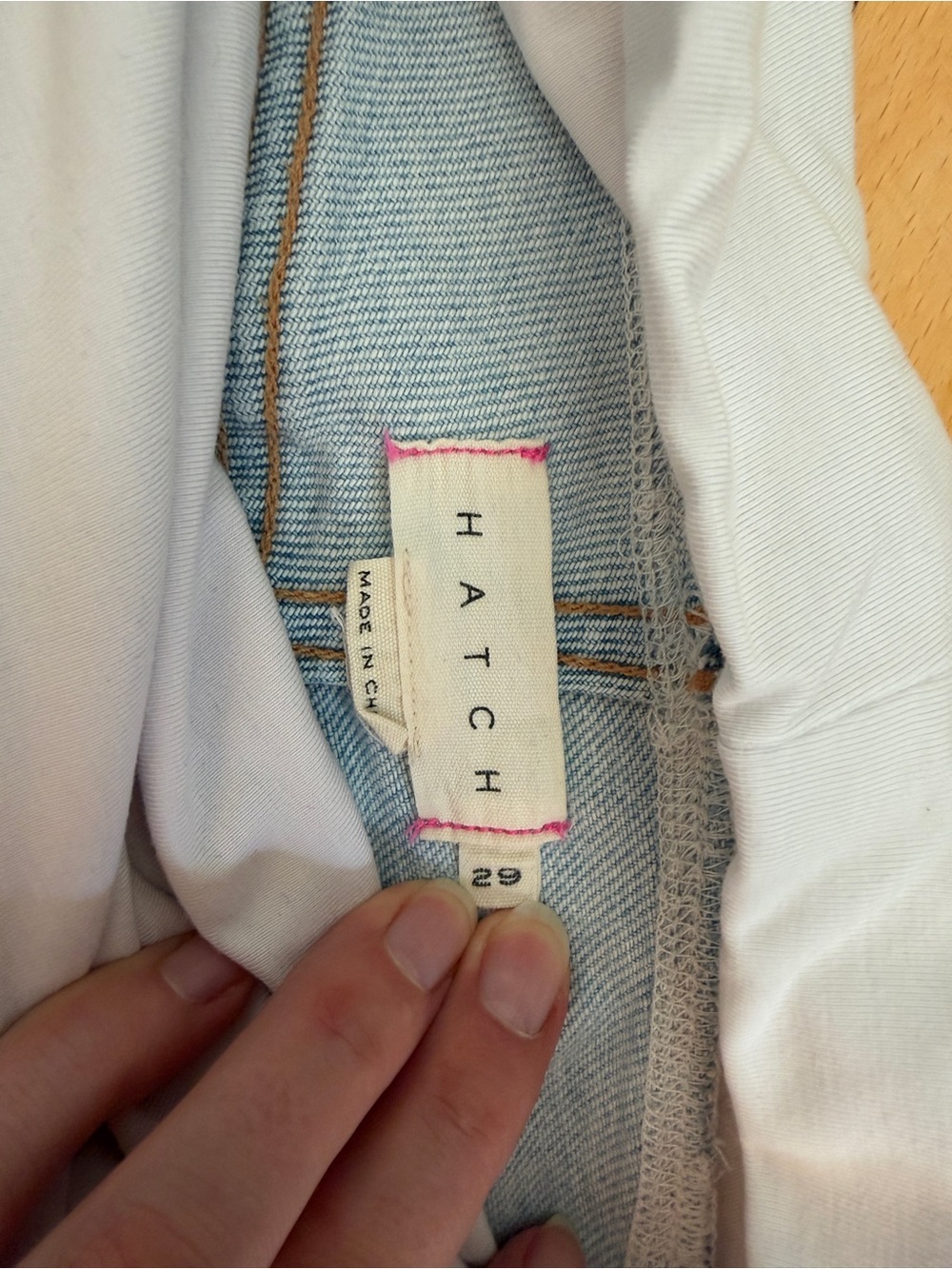 Hatch Light Blue Maternity Straight-Leg Jeans with White Panel - Picture 3 of 5